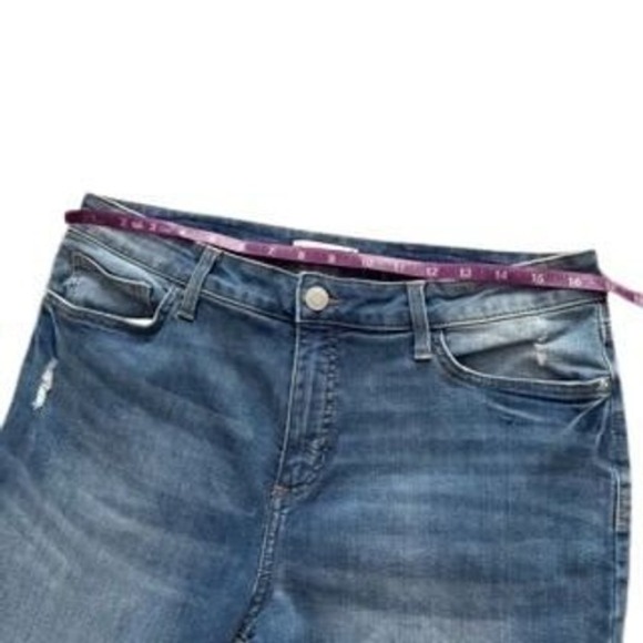 LC Lauren Conrad Skinny Jeans Medium Wash Distressed Cuffed Women's Size 14 - Picture 7 of 12